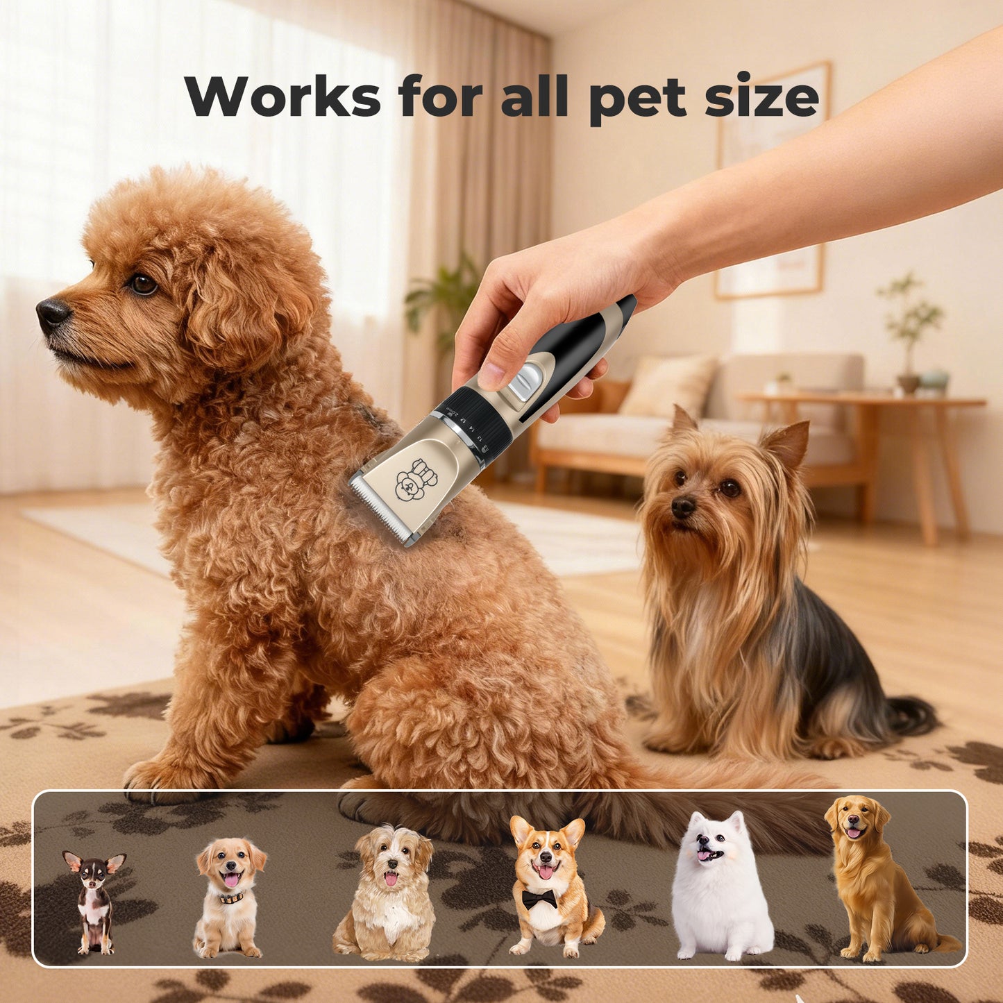 Skylos Pet Clipper Kit Dog Cat Cordless Grooming Set Adjustable Trimmer Quiet
