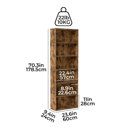 Levede 6 Tier Book Shelf Storage Shelves Bookcase Display Unit Organizer Cabinet