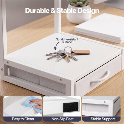 Levede Printer Stand With Drawer 2 Tier Desktop Storage Shelf Office Table Steel