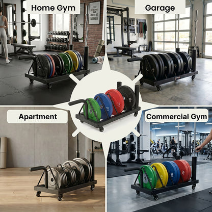 Centra Weight Plate Rack Wheeled Horizontal Olympic Barbell Bumper Storage Stand