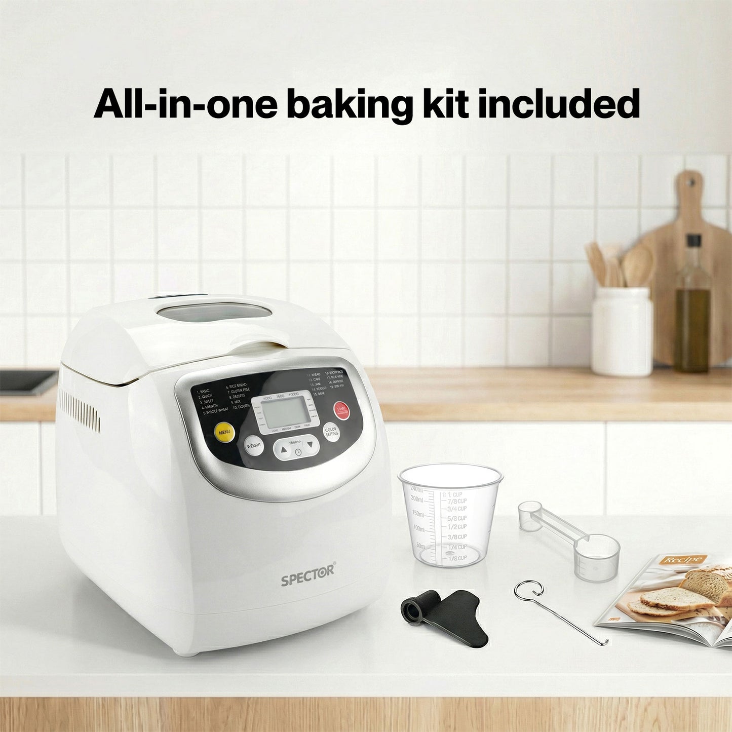 Spector Bread Maker 2lb Loaf Machine with 19 Programmer Timer 3 Crust Non-Stick