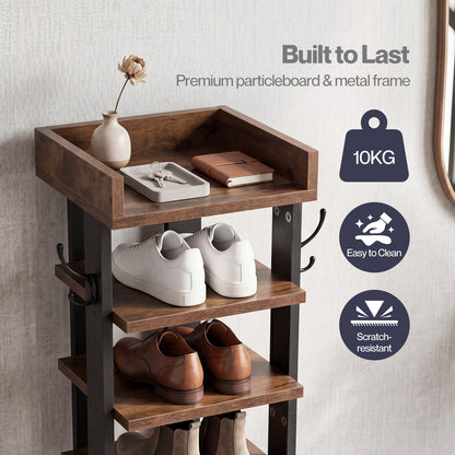 Levede Shoe Rack Storage Organiser 9 Tier Industrial Shoe Shelf Adjustable Brown