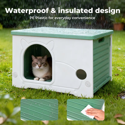 Skylos Dog Kennel Plastic Puppy Shelter Pet House Weatherproof Outdoor Indoor
