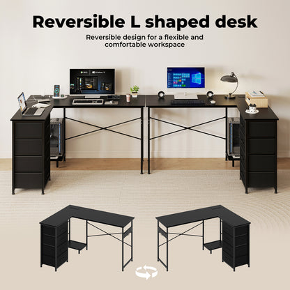 Levede L-shaped Office Desk Corner Computer Table with Storage USB Power Charing