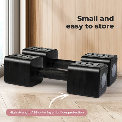 Centra A Pair 2.8KG-10KG Adjustable Dumbbells With Metal Weight Block Set Black