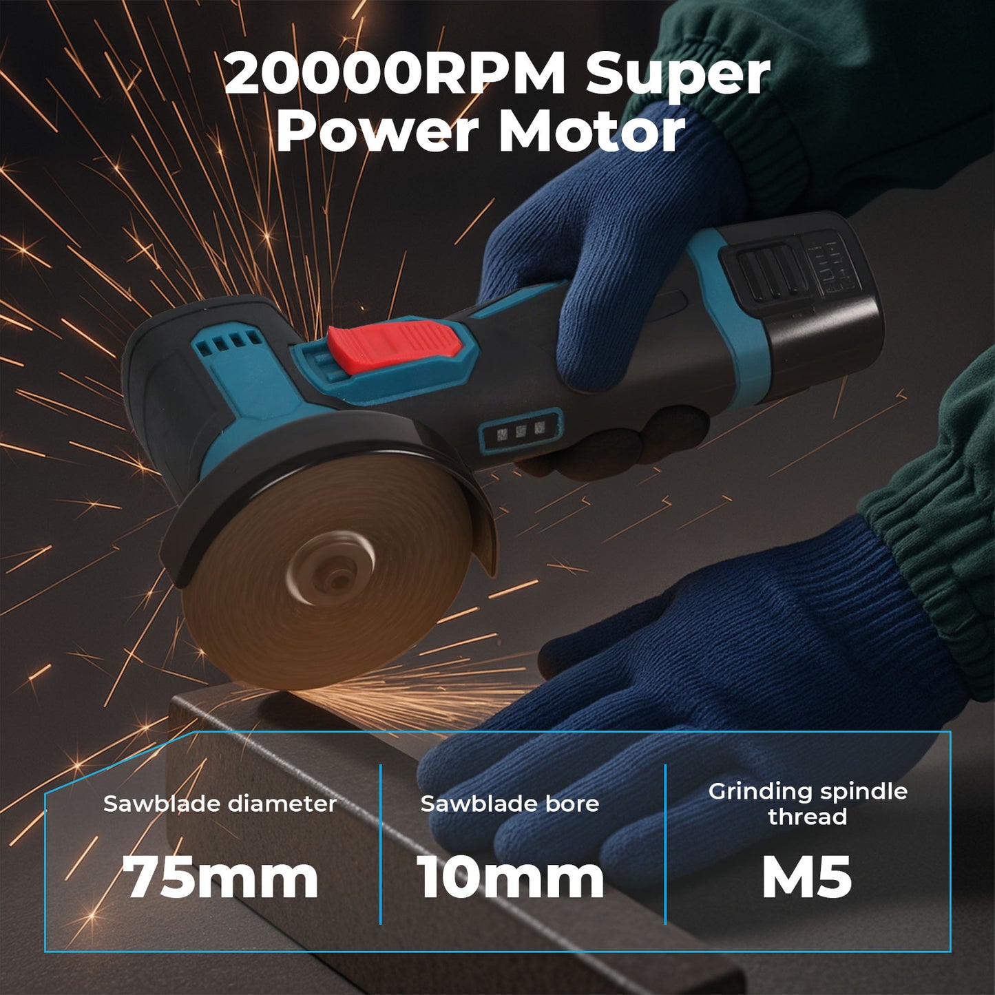 Traderight Mini Cordless Angle Grinder 2 Battery Charger Polishing Cutting 12V