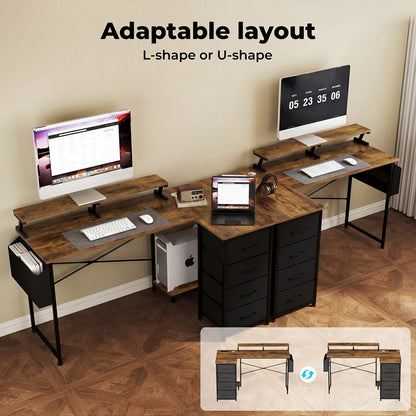 Levede L Shaped Desk with Storage Drawer Charing Office Computer Corner Table