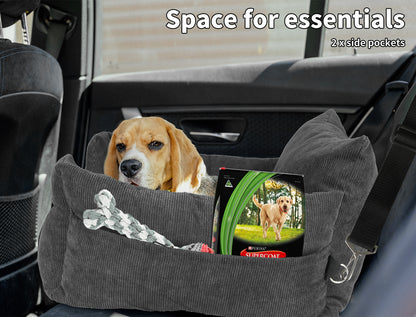 Skylos Pet Car Booster Seat Dog Protector Portable Travel Bed Removable Grey L