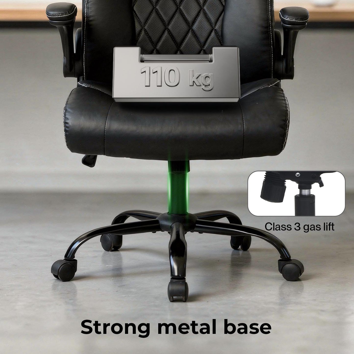 Levede Executive Office Chair PU Leather Reclining Desk Chair Flip-Up Armrests