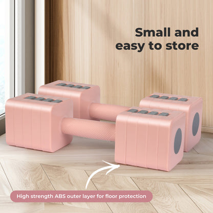 Centra Pair Adjustable Dumbbells Set 2.8KG-10KG Metal Weight Block Home Gym Pink