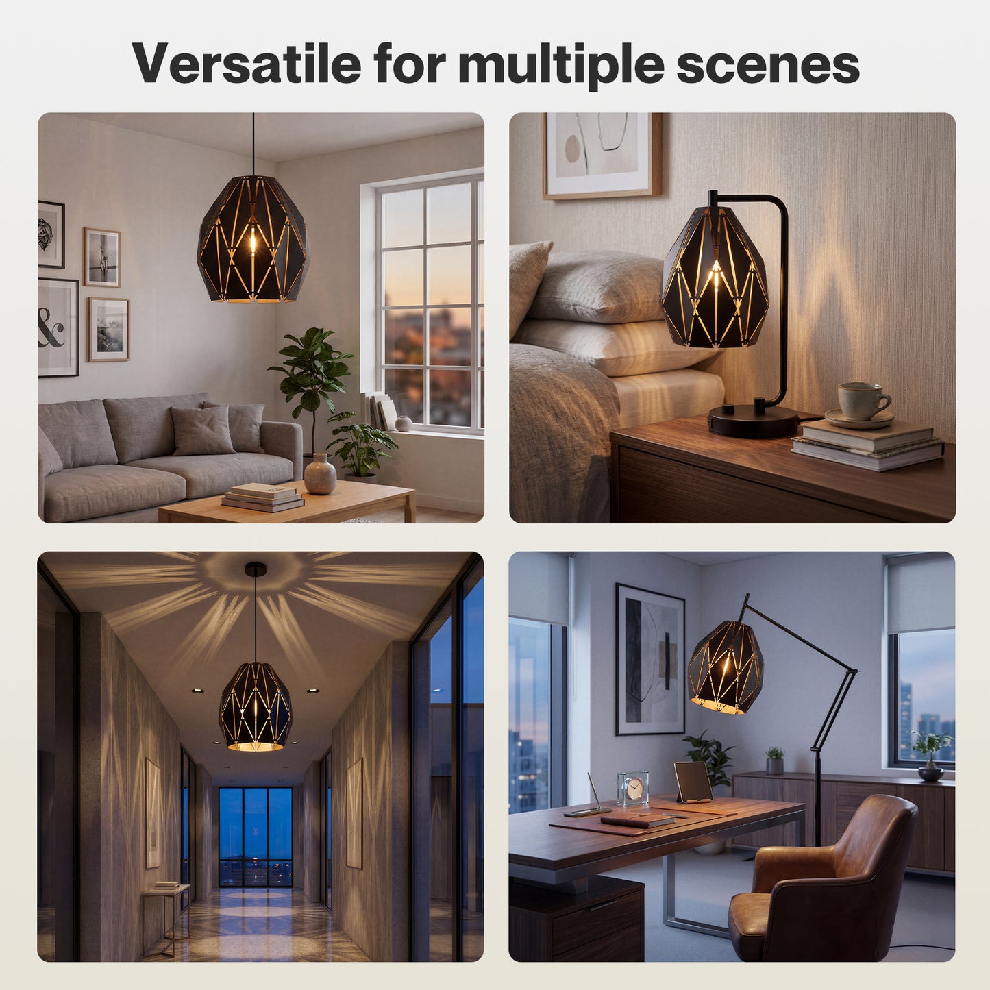 Emitto Ceiling Light Shade Pendant Metal Lampshade Easy Fit Lightshade Geometric