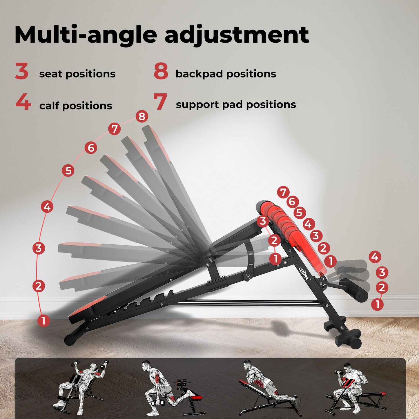 Centra Weight Bench Adjustable Foldable Strength Training Full Body Workout Gym