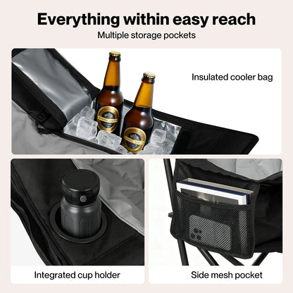Levede Oversized Folding Camping Chair Padded with Cooler Bag Cup Holder 200KG