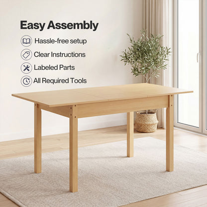 Levede Extendable Dining Table Oak Modern Rectangular Kitchen Table 4-6 Seat