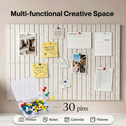 Levede Felt Notice Board 6 Pack Wall Tiles Pin Board Self Adhesive Beige 30x30cm
