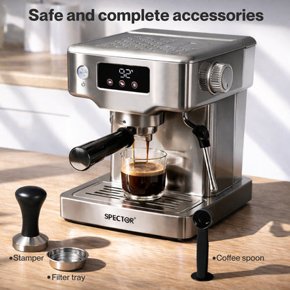 Spector 20 Bar Espresso Coffee Machine Maker Milk Frother Cappuccino Latte Cafe
