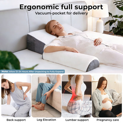 Lavio Wedge Pillow Acid Reflux Memory Foam Pregnant Reading Support Anti-snoring