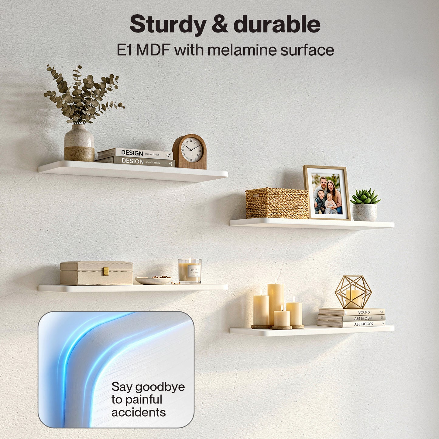 Levede Floating Shelves Heavy Duty 6 Pack Wall Storage Shelf for Living Room