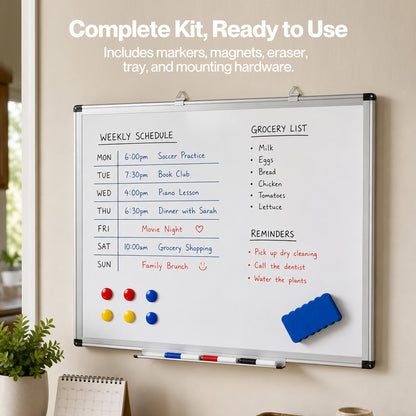 Levede Magnetic Whiteboard Adjustable Wall Mounted Dry Erase Office White