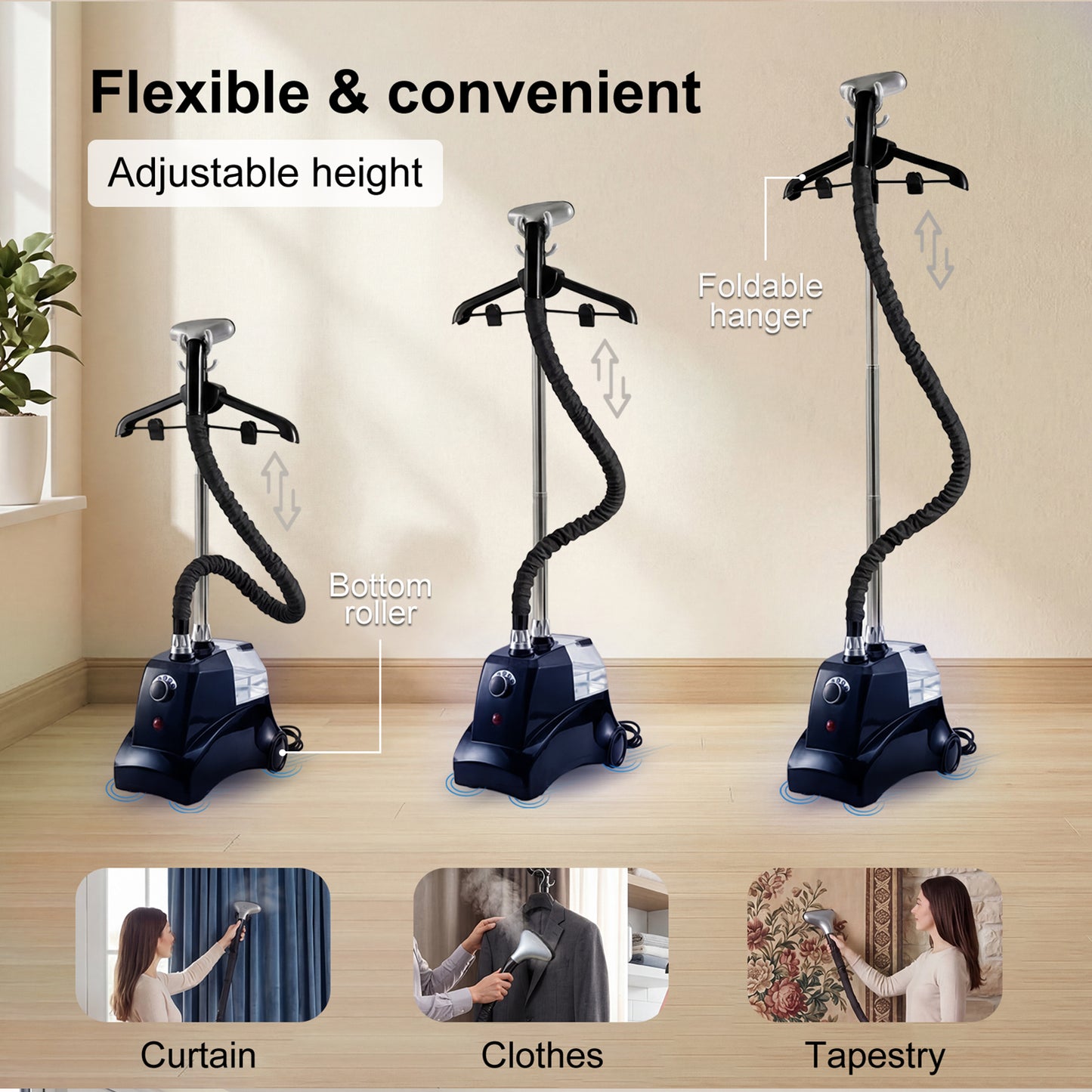 Spector Upright Garment Clothes Steamer 3.3L Vertical Standing Steamer 4 Levels