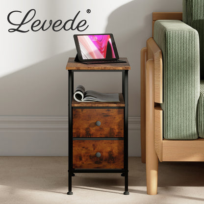 Levede Bedside Table Side Cabinet Storage Nightstand Charging Station 2 Drawers