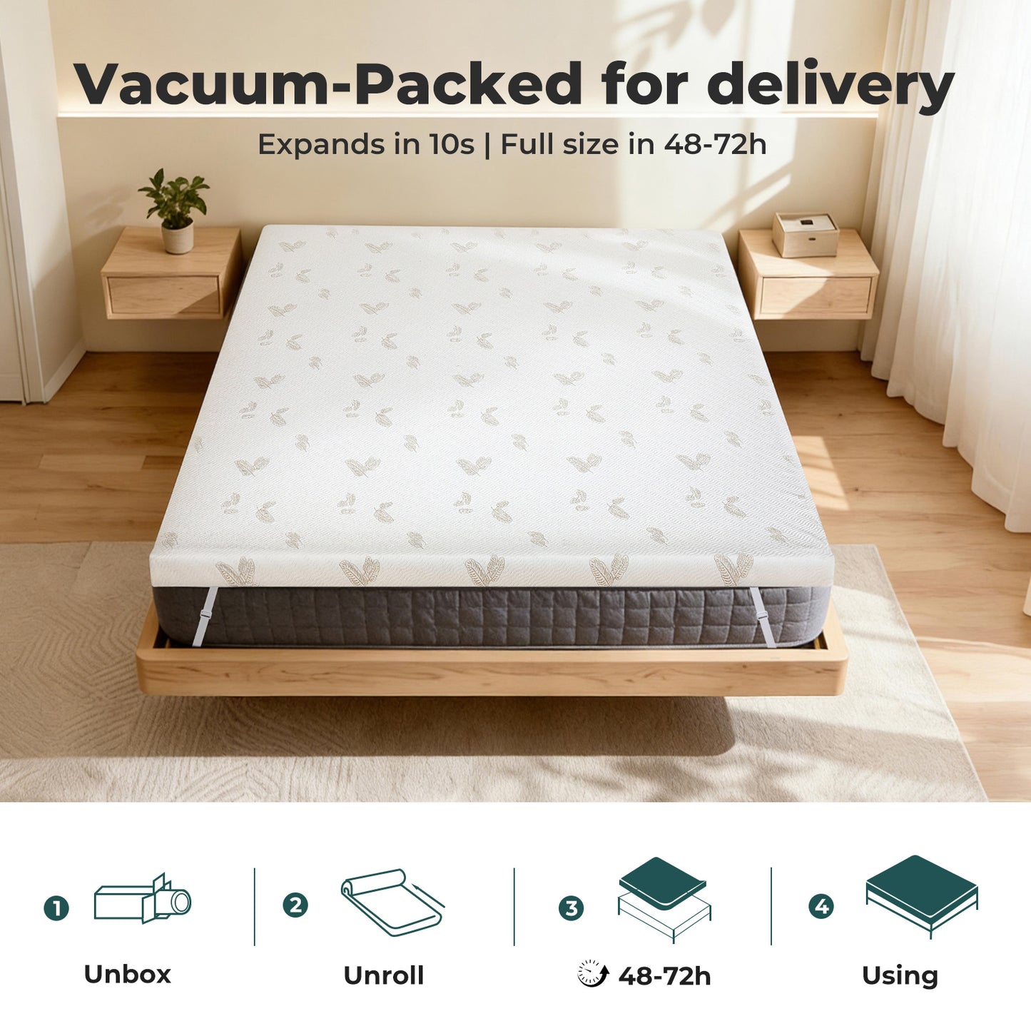Lavio Memory Foam Mattress Topper 7cm Single Double Dual Layer Washable Non Slip