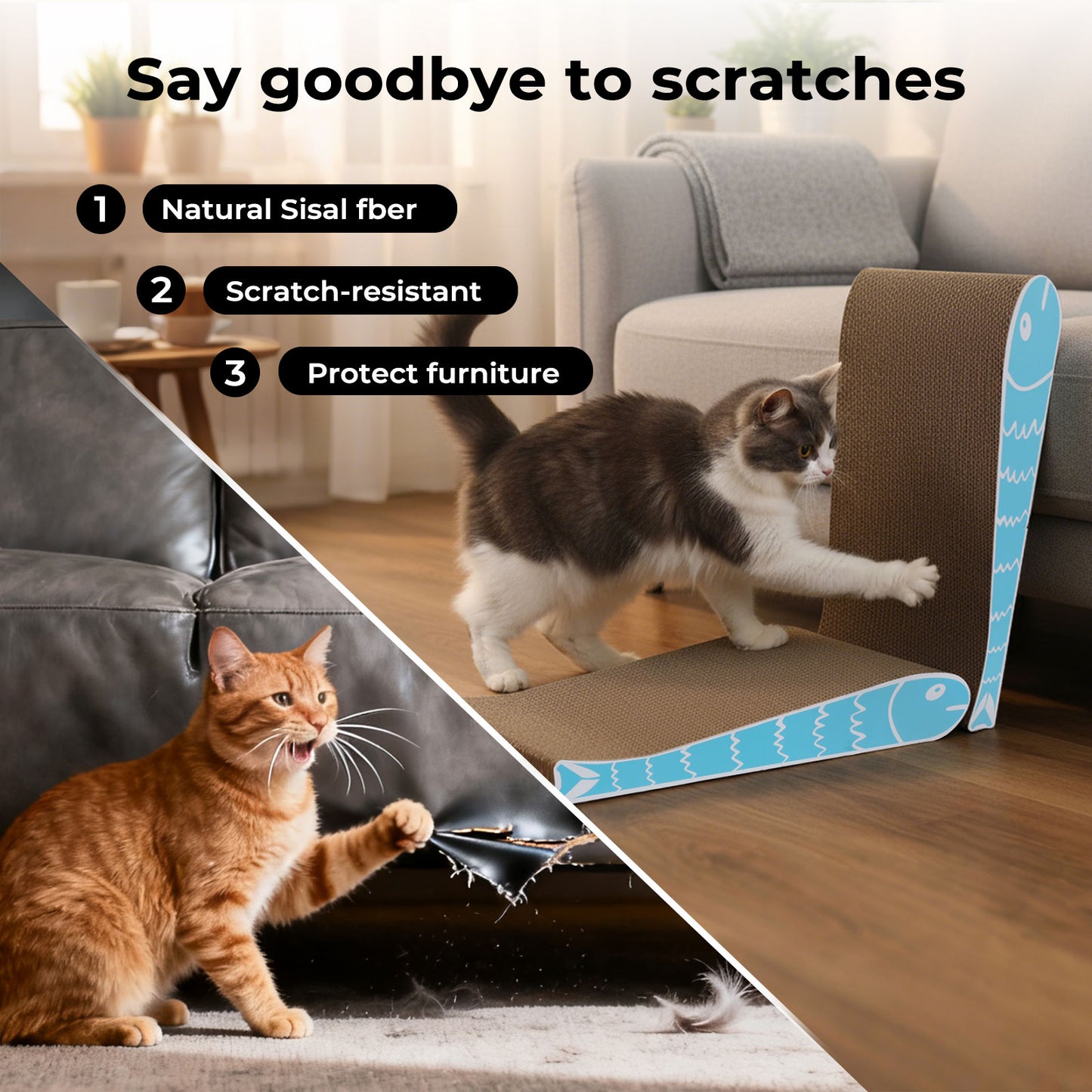Skylos 2PCS Cat Scratching Board Cardboard Cat Scratcher Scratching Pad Lounge