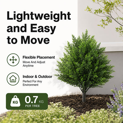 Lambu Artificial Cedar Topiary Balls Set of 2 Ground Spike Patio Garden Green
