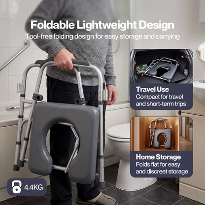 Levede 3 in 1 Commode Chair Folding Shower Chair Toilet Seat Riser Adjustable