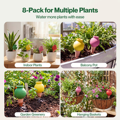 TOQUE 8 Pack Terracotta Self Watering Spikes Plant Automatic Watering Globes