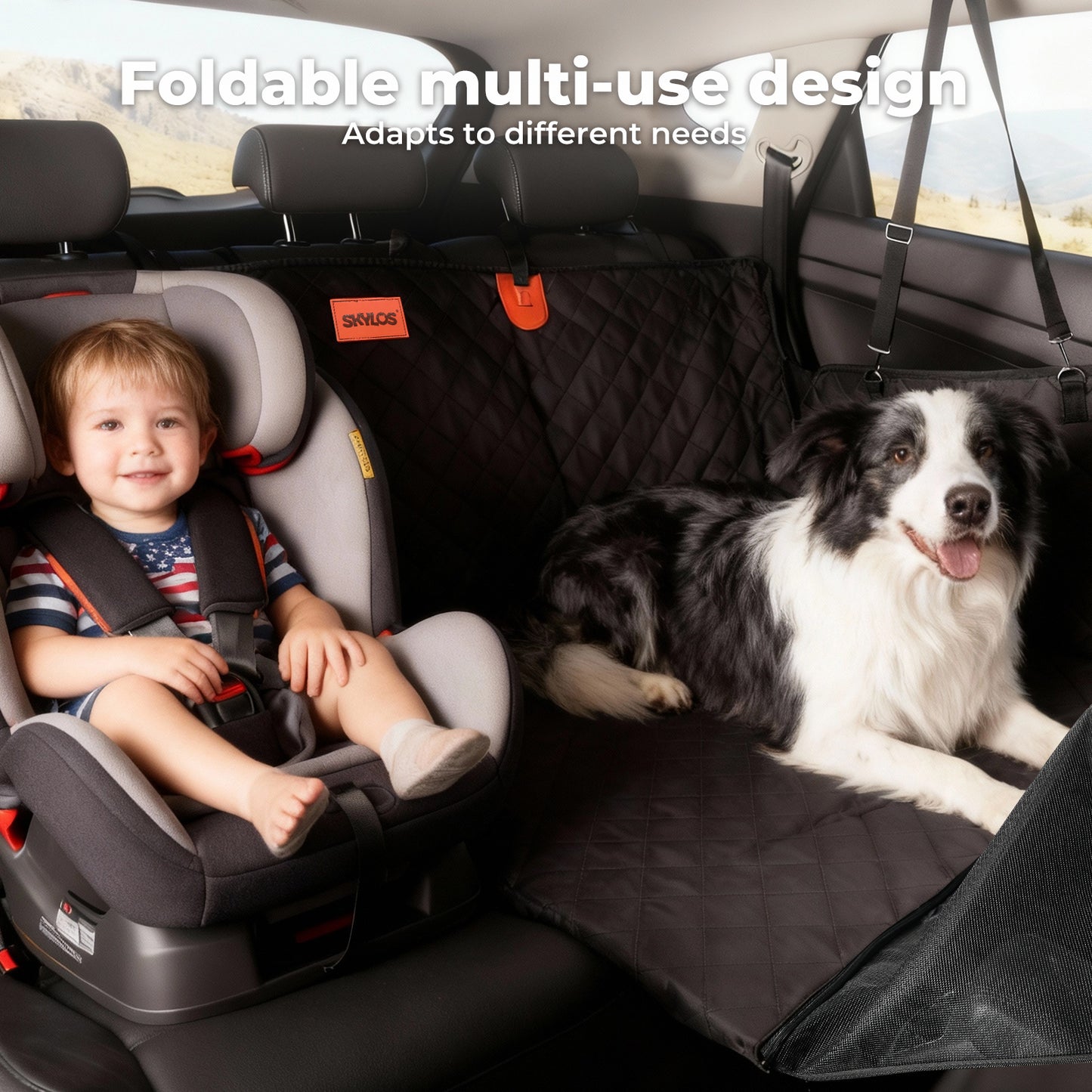 Skylos Dog Car Seat Cover Waterproof Pet Back Seat Hammock Safety Protector