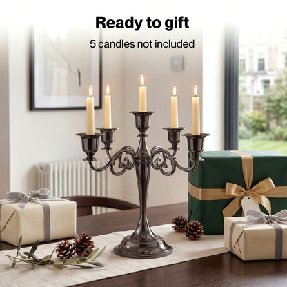 Levede Candle Holder 5 Arm Metal Candelabra Black Candlestick Stand Centerpiece