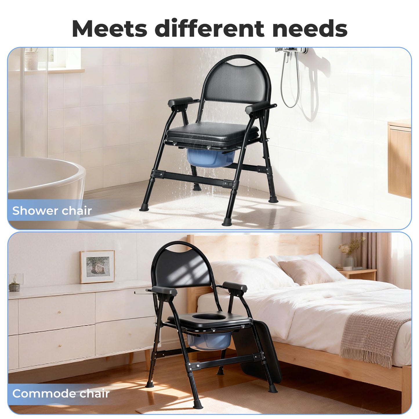 Levede Commode Toliet Chair for Disabled Folding Adjustable Remmoveable Seat