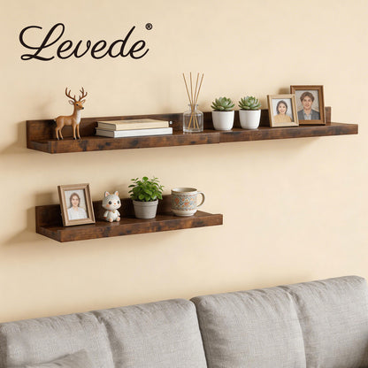 Levede Rustic Floating Shelves Set 3 Wall Mounted Display Shelf Wood Storage