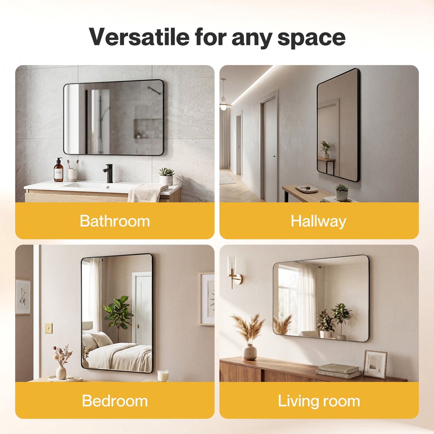 Yezi Wall Mirror 50x75cm Bathroom Bedroom Hallway Vanity Mirror Tempered Glass