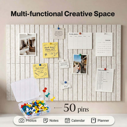 Levede Felt Notice Board 12PCS Wall Tiles Pin Board Self Adhesive Beige 30x30cm