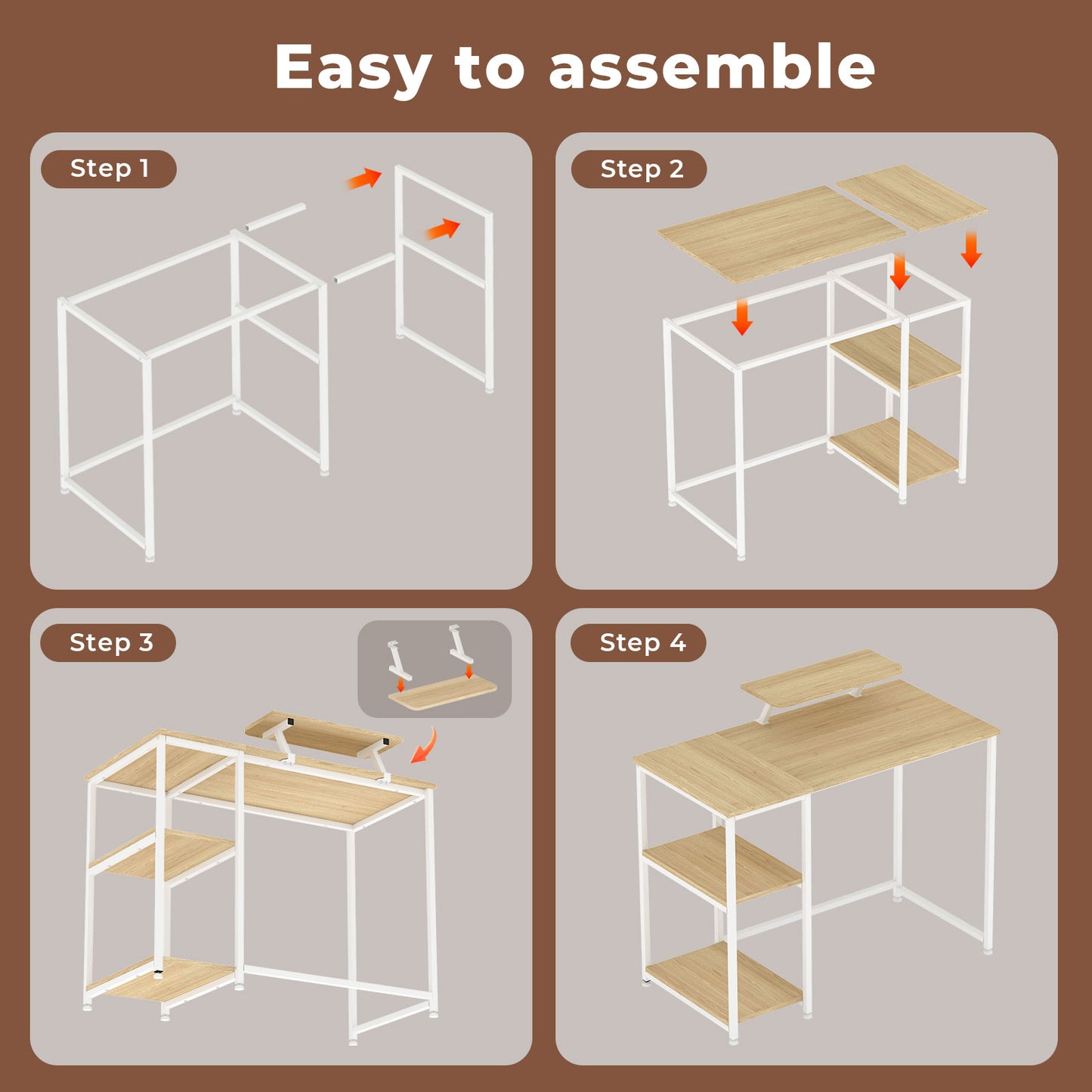 Levede Computer Desk Home Office Table with Storage Shelves Monitor Stand Oak