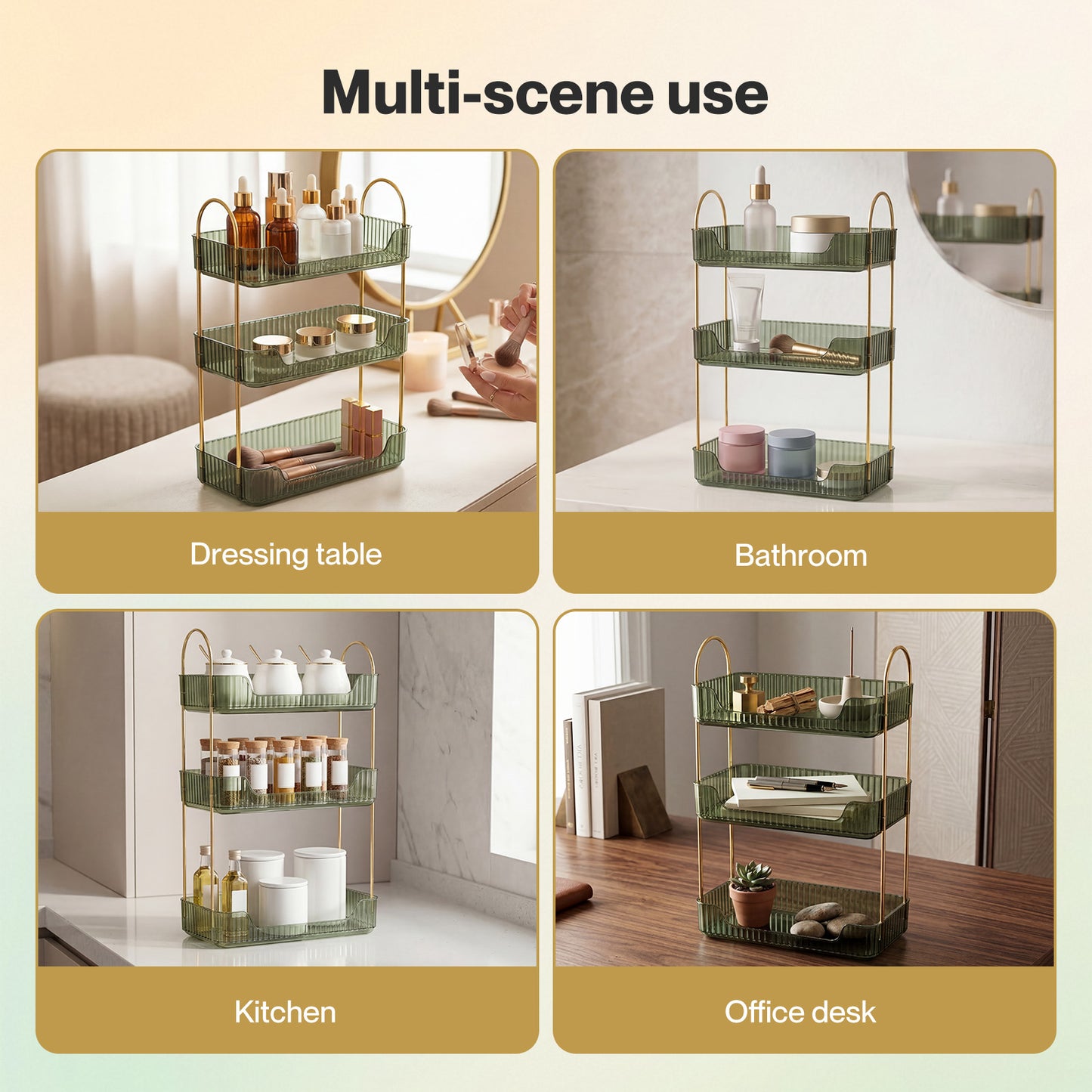 ilus Makeup Organiser Modern Minimalist 3-Tier Cosmetic Storage Rack Beauty