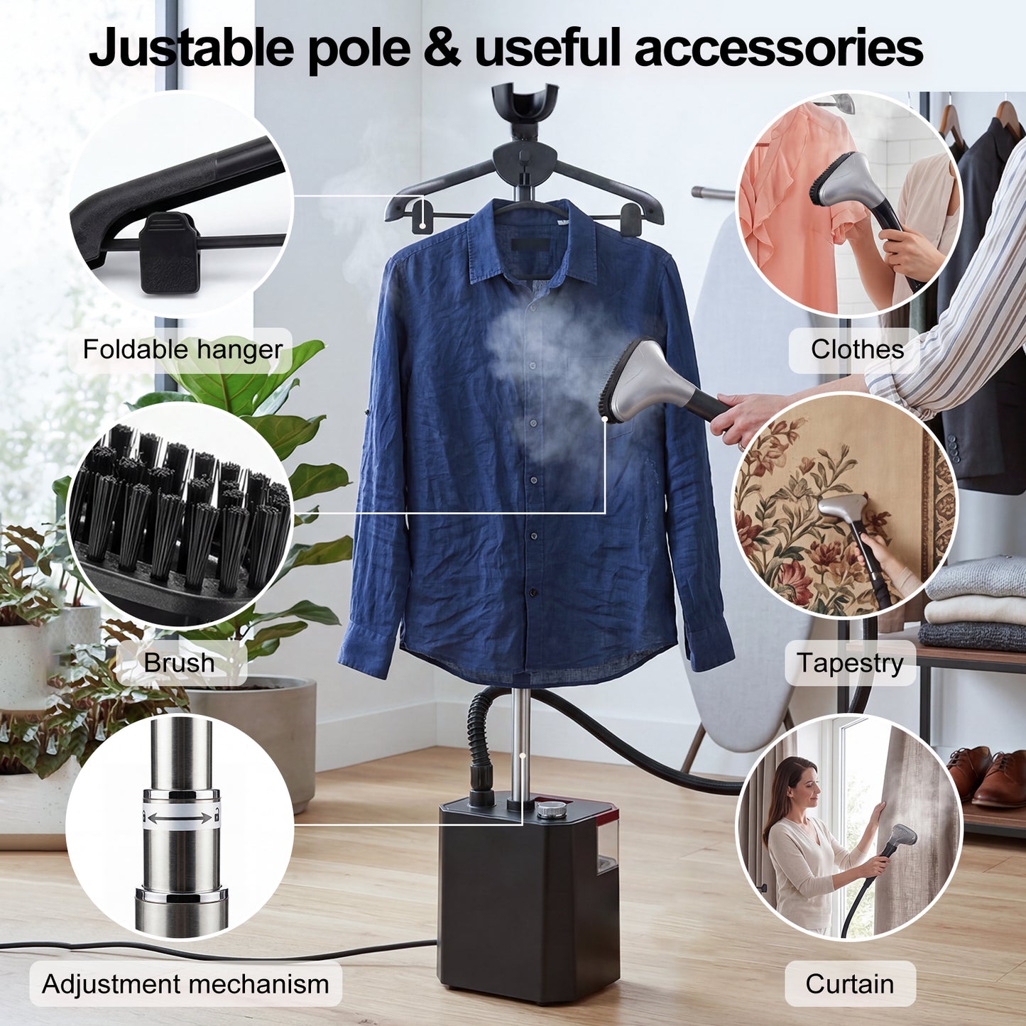 Spector Garment Steamer Standing Clothes Steamer 2200W Wrinkle Remover 3 Levels