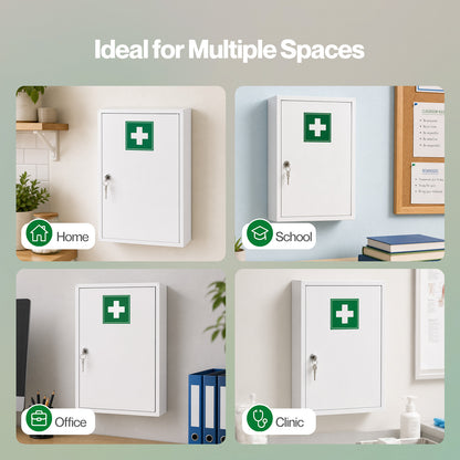 Levede Medicine Cabinet Lockable Wall Mounted Storage Box Metal Home White
