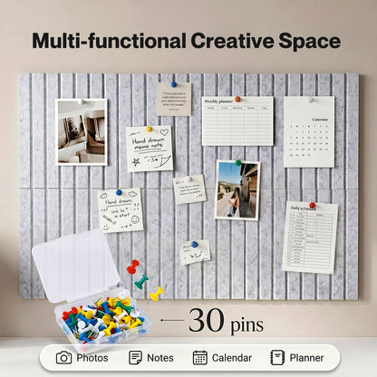 Levede Felt Notice Board 6 Pack Wall Tiles Pin Board Self Adhesive Grey 30x30cm