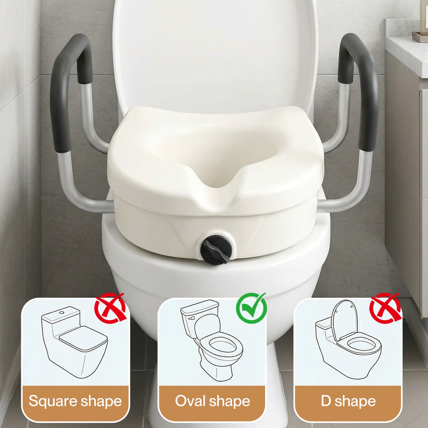 Levede Raised Toilet Seat with Arm 4.7'' Toiliet Seat Riser for Elderly Disabled