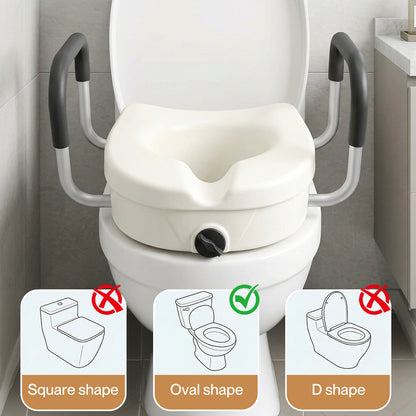 Levede Raised Toilet Seat with Arm 4.7'' Toiliet Seat Riser for Elderly Disabled