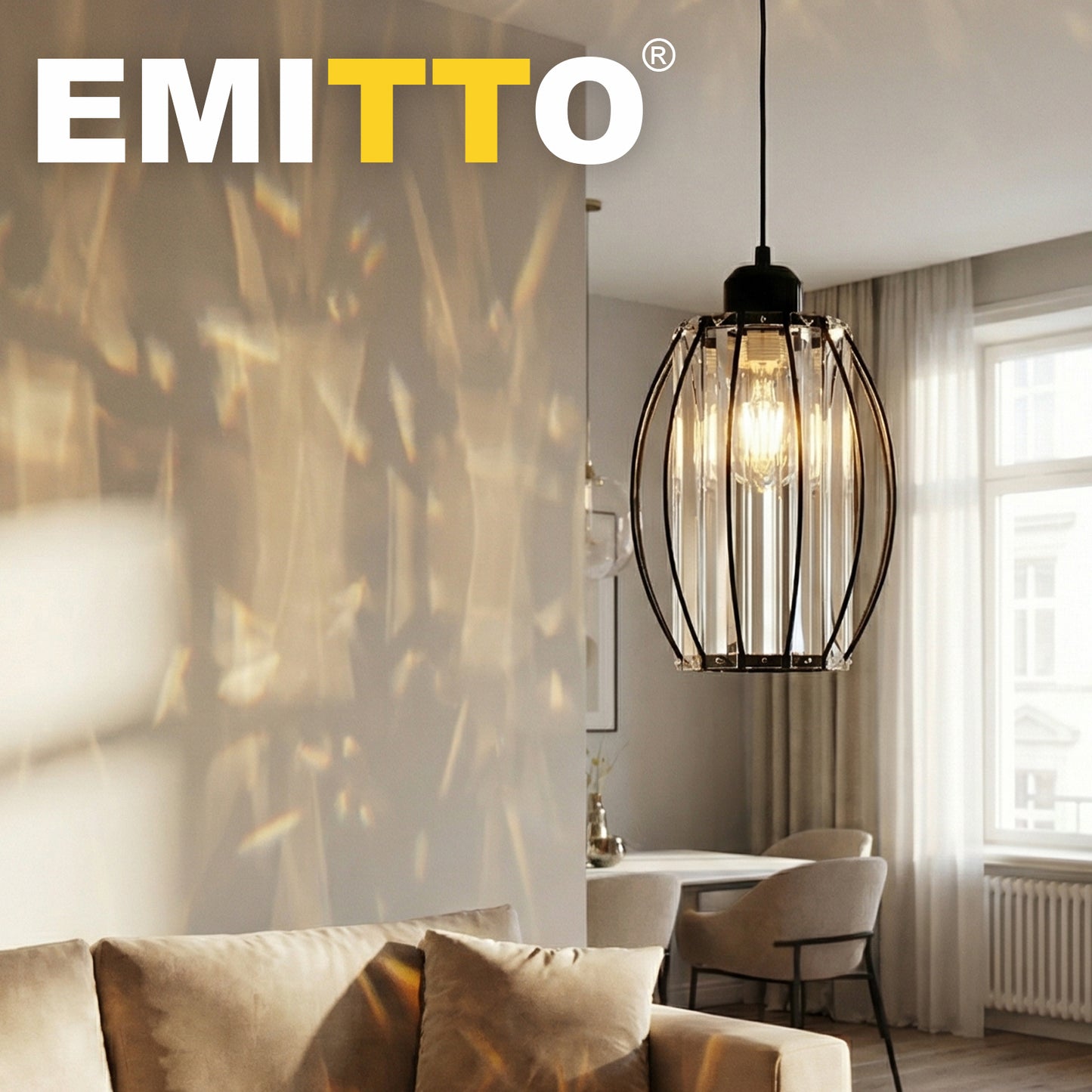 Emitto Crystal Ceiling Light Shade Pendant Lamp Shade Table Floor Lamps Black