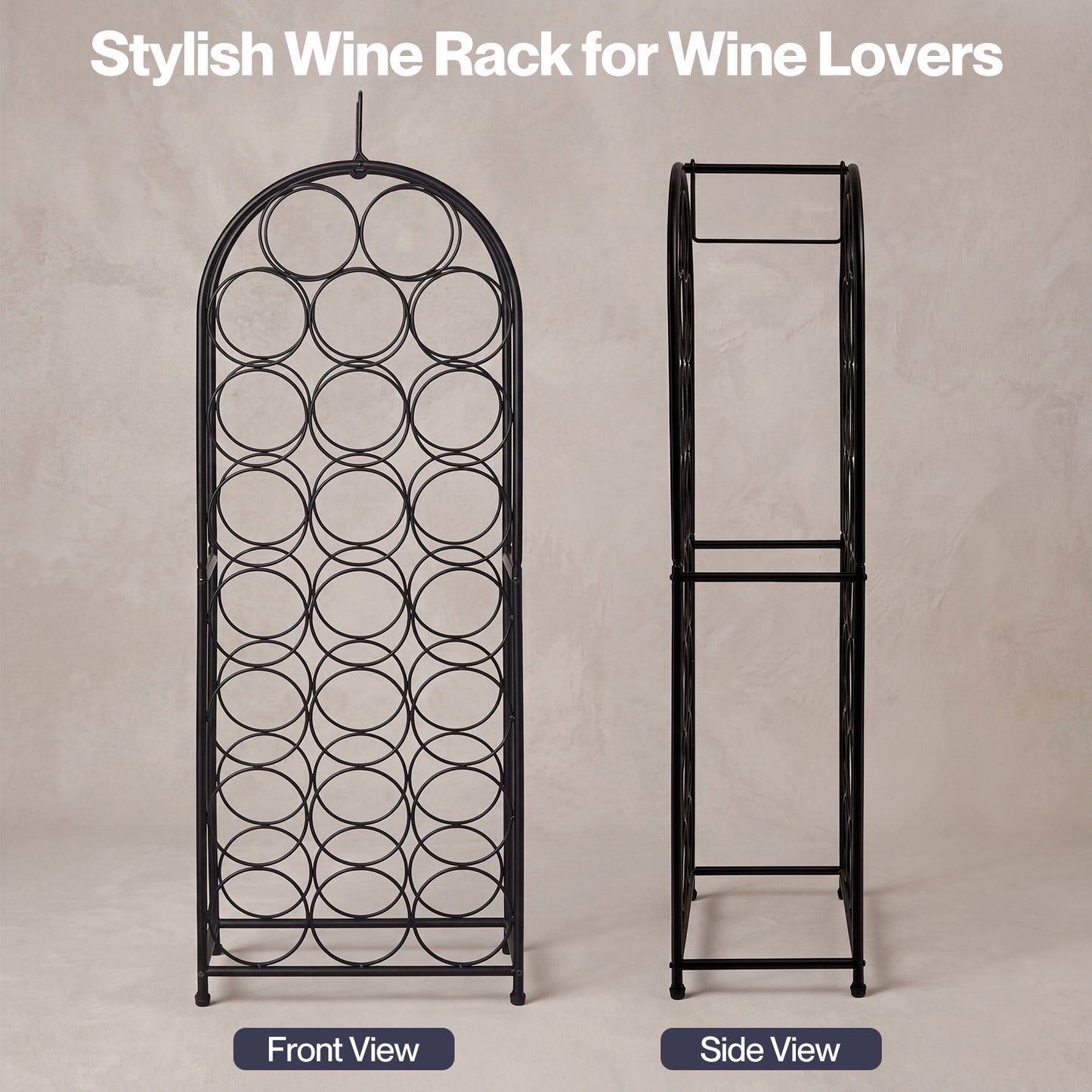Levede Wine Rack 23 Bottles Freestanding Storage Organiser Stand Home Black