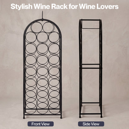 Levede Wine Rack 23 Bottles Freestanding Storage Organiser Stand Home Black