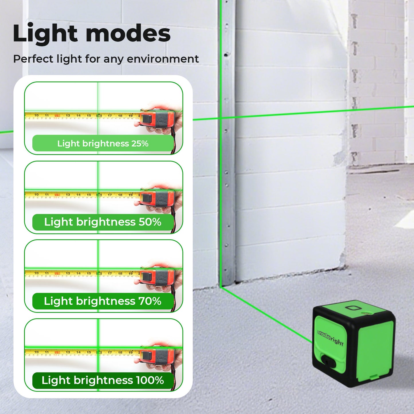Traderight Green Laser Level 360° Self Leveling Green Light IP54 Water Resistant