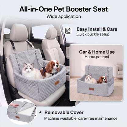 Skylos Large Dog Car Seat Booster Dual-Sided Plush Cool Bed Washable Grey