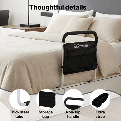 Levede Bed Rails Adjustable Heights Storage Pocket Assist Support Side Railings
