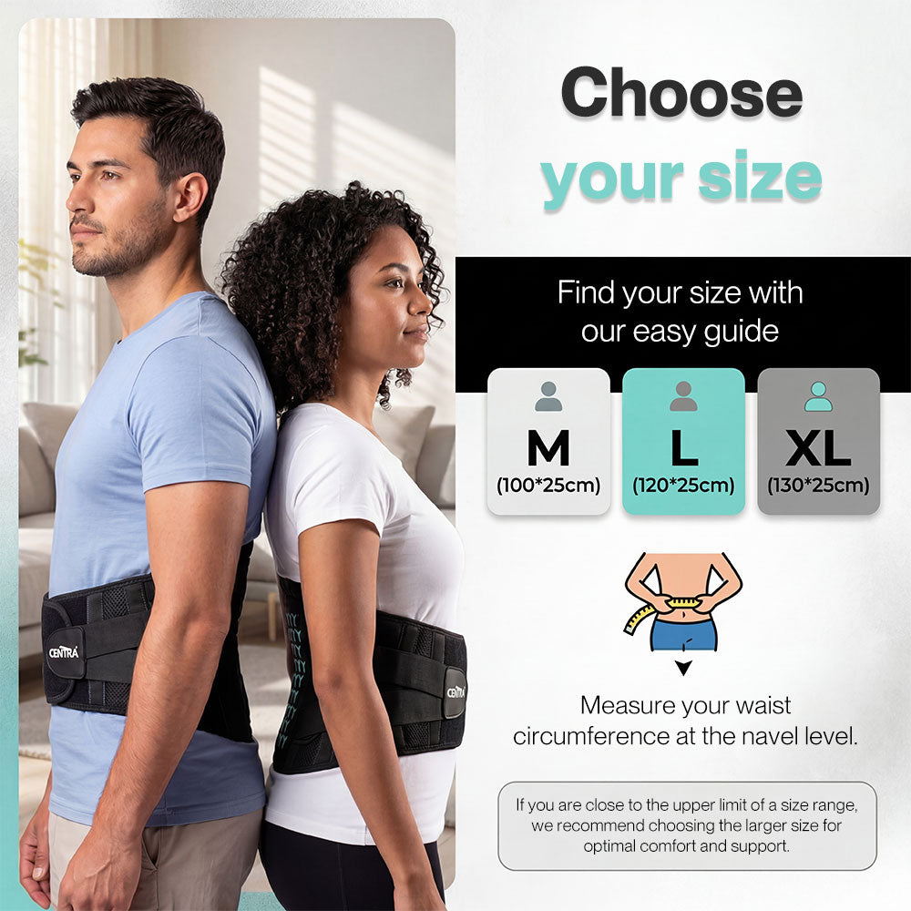 Centra Lower Back Support Belt Breathable Cozy Lumbar Brace for Work Driving